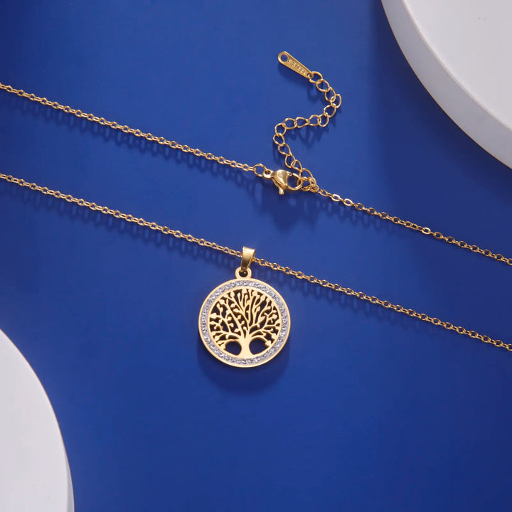 Symbolic Tree of Life women's necklace, representing harmony, strength, and spiritual connection in elegant silver jewelry.