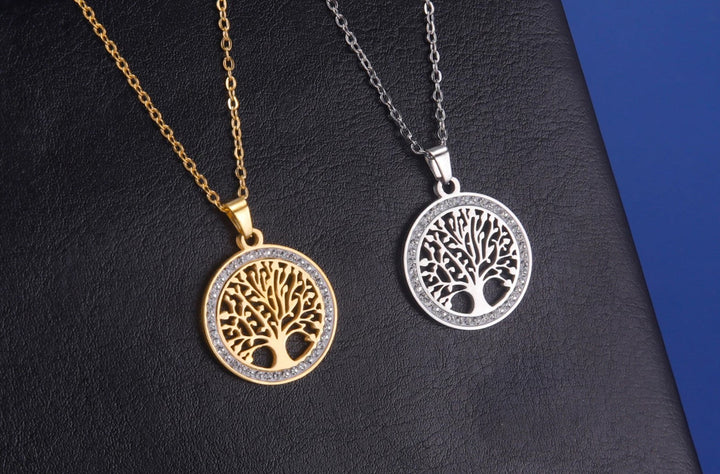 Women's Tree of Life pendant necklace, available in sterling silver or gold plated, a symbolic and elegant gift for her.
