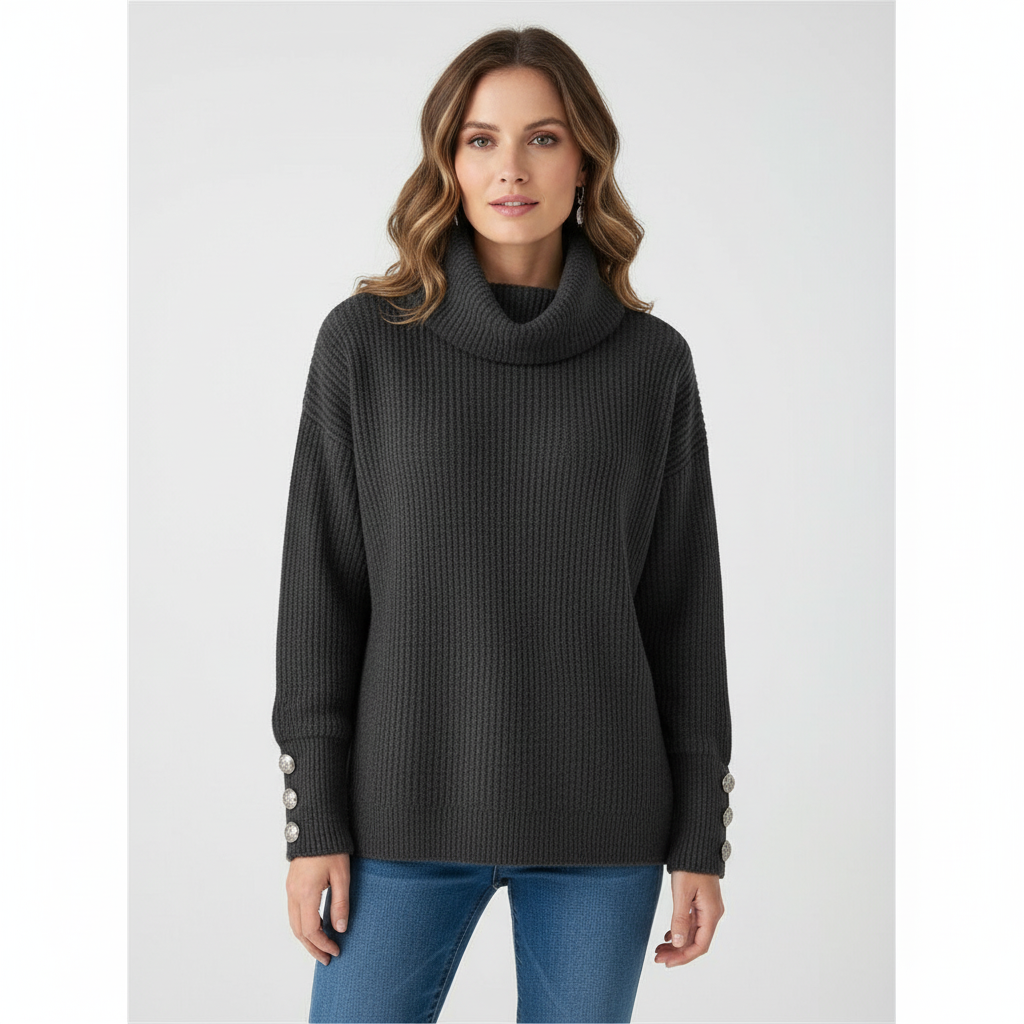 Women's casual elegant turtleneck, cotton blend long sleeve shirt, perfect for cold weather comfort