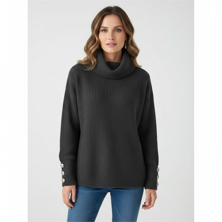 Women's casual elegant turtleneck, cotton blend long sleeve shirt, perfect for cold weather comfort