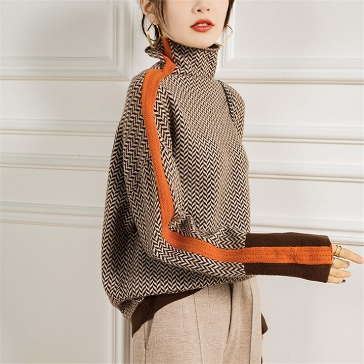 Elegant women's turtleneck sweater. Cozy knitwear, perfect for autumn & winter fashion. Versatile & comfortable top.