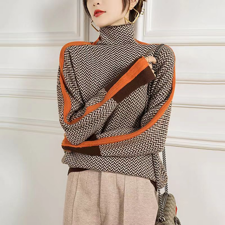 Cozy women's turtleneck sweater, ideal for autumn & winter style. Elegant knit top, comfortable and versatile.