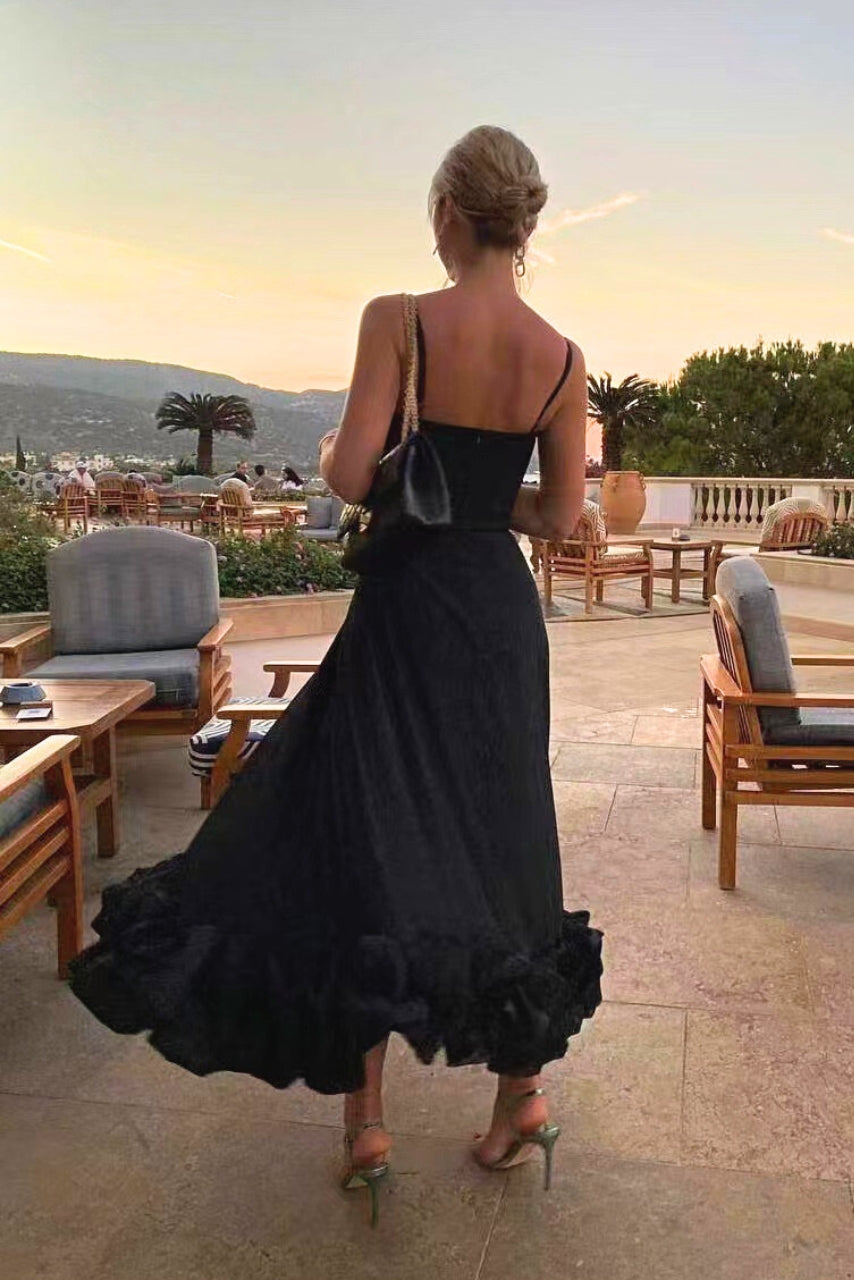 Beautiful women's flowing twirl dress with elegant design, suitable for any special occasion party.