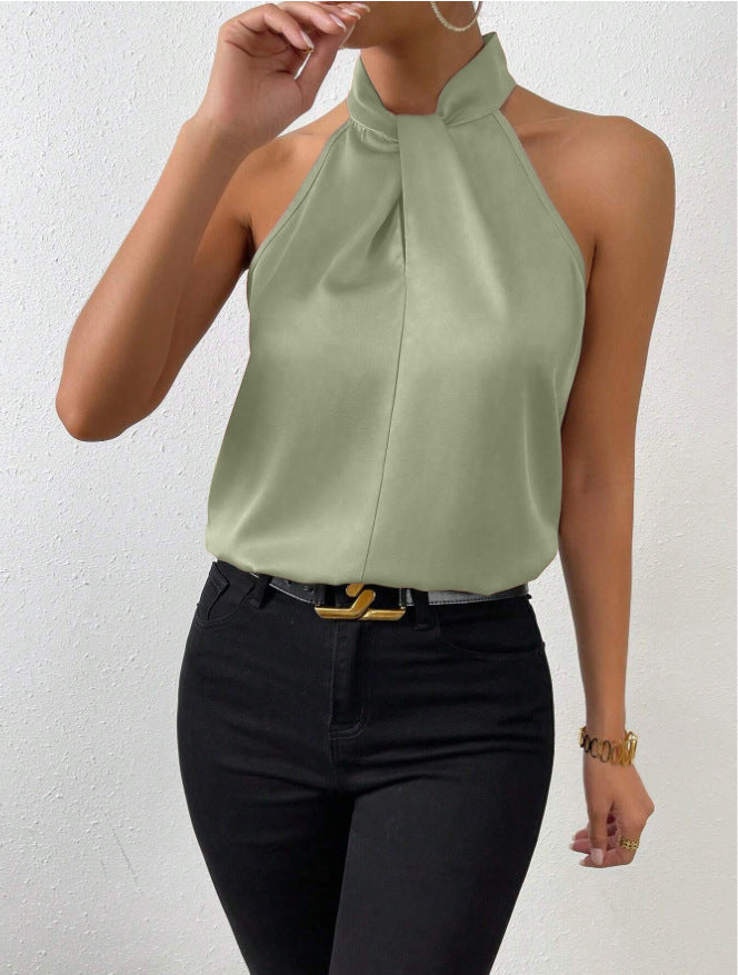 Work wear friendly ladies top, elegant twist knot, for a polished look.