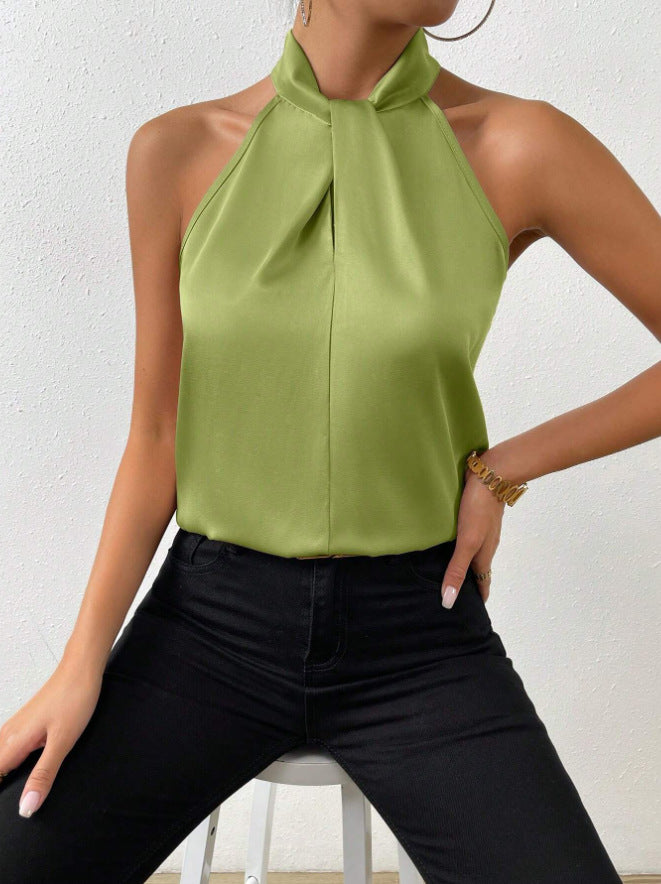 Unique elegant twist knot top, versatile ladies blouse for all occasions.