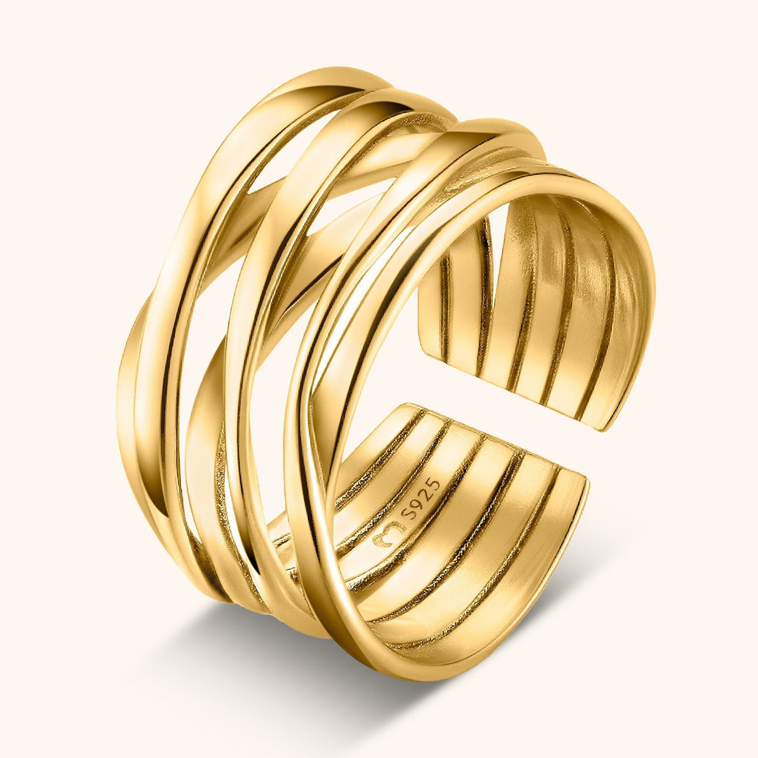 Elegant women's twisted branch ring, crafted from sterling silver with a beautiful gold-plated finish.