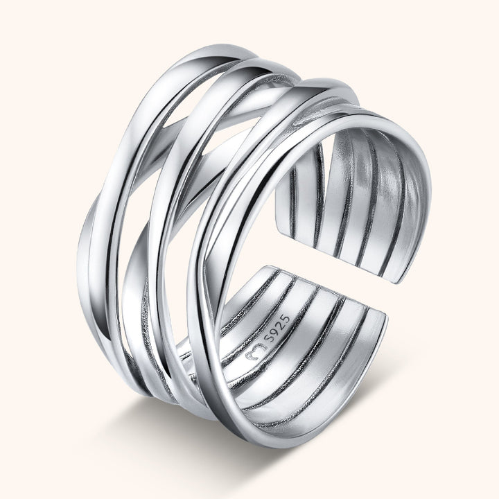 Adjustable gold-plated sterling silver women's twisted branch ring, elegant design, ideal fashion jewelry gift.