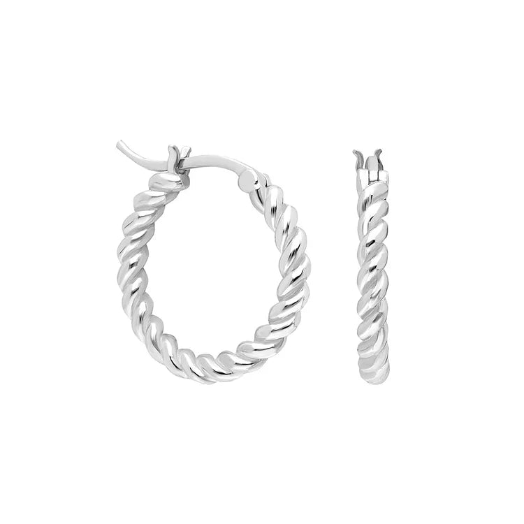 Elegant women's twisted sterling silver earrings, perfect for modern jewelry lovers. Timeless style, ideal gift for her.