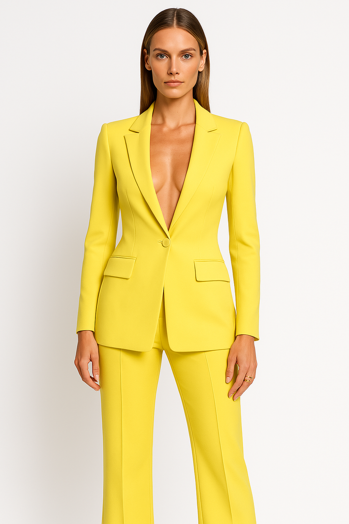 Stylish women's business casual blazer & trouser suit. Perfect professional office attire for modern women.