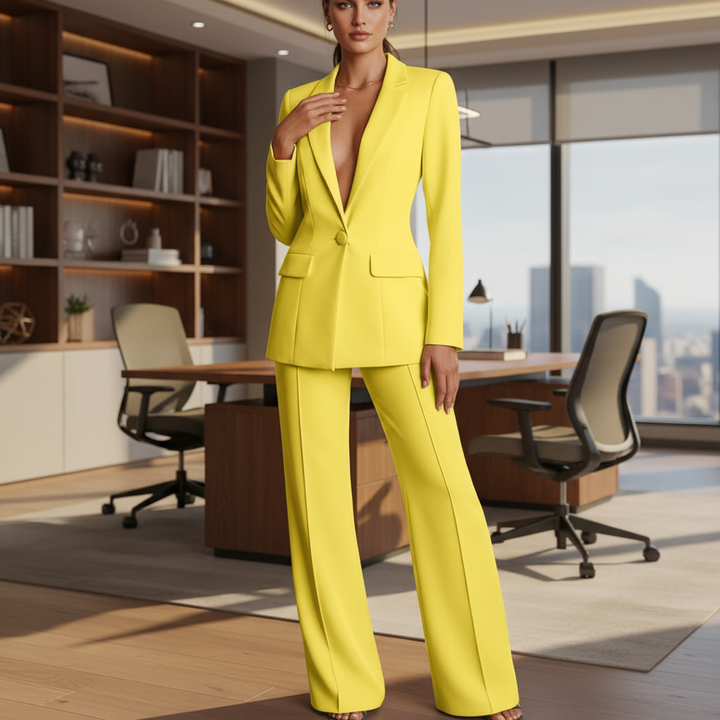 Elegant women's two-piece blazer & trouser set 'Elena' in black, perfect for office wear