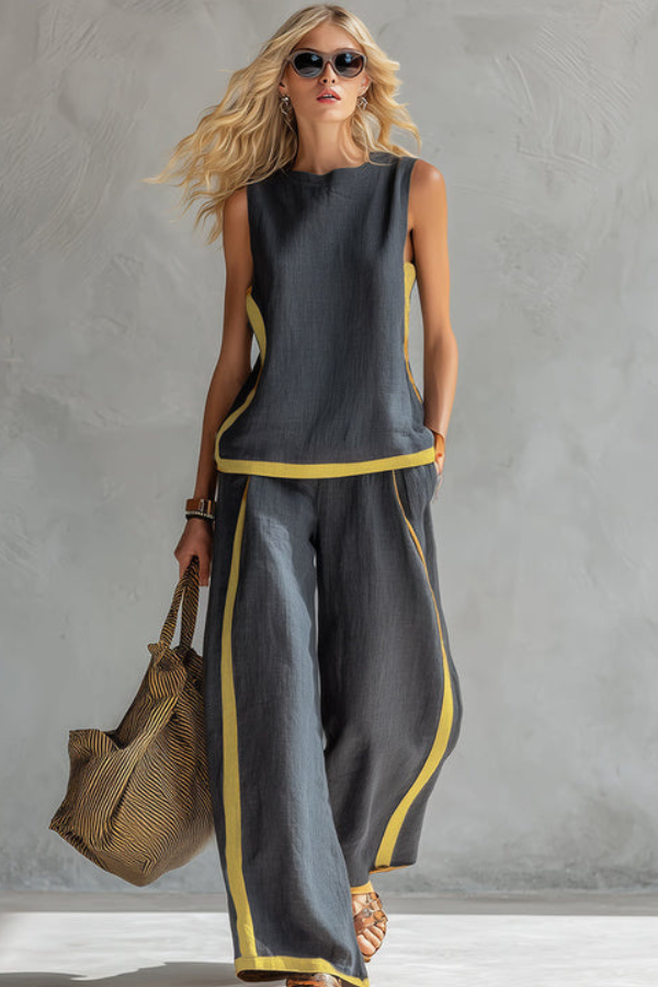 Elegant women's two-piece co-ord set in a chic style, perfect for versatile summer fashion outfits.