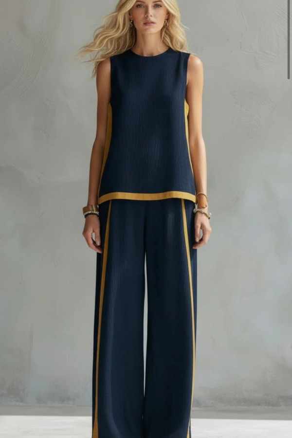 Women's elegant two-piece matching set, ideal for sophisticated summer casual and fashion ensembles.