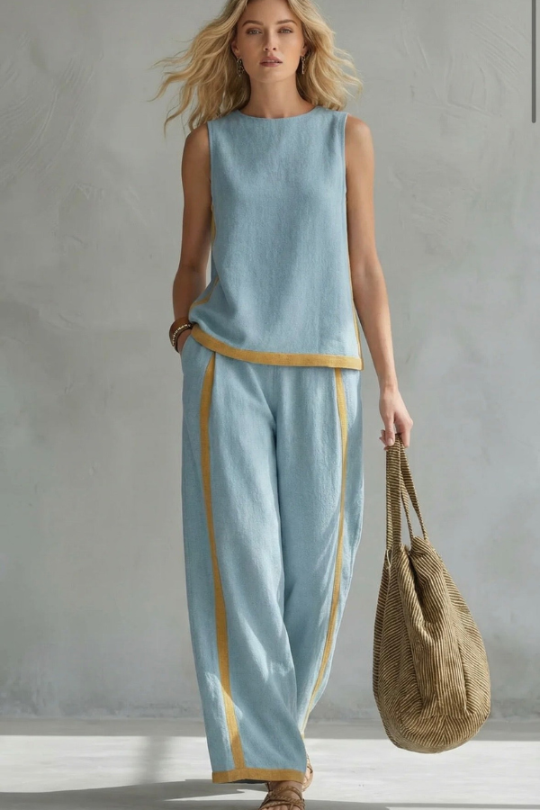 Women's chic two-piece co-ord set, an elegant summer fashion outfit for versatile styling.