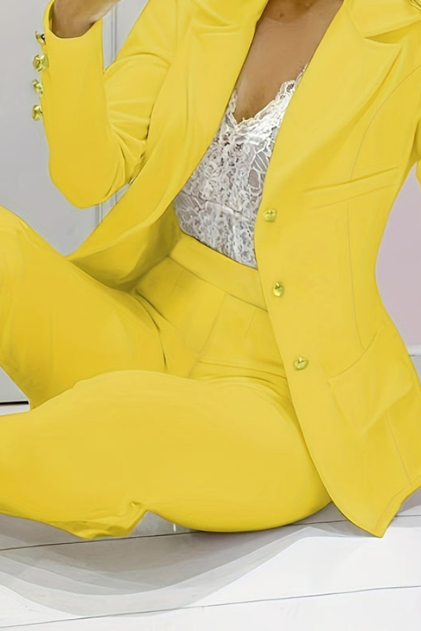 Elegant women's two-piece suit set with polished blazer & pants for modern professional wear.