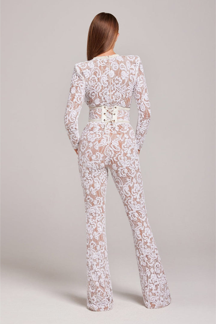 Sleek women's V-neck jumpsuit, perfect for an elegant evening out, parties, or any special occasion.