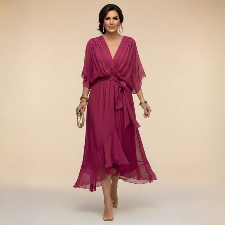 Stylish sleeveless V-neck maxi dress for women, comfortable and flowing, perfect for parties & special events.
