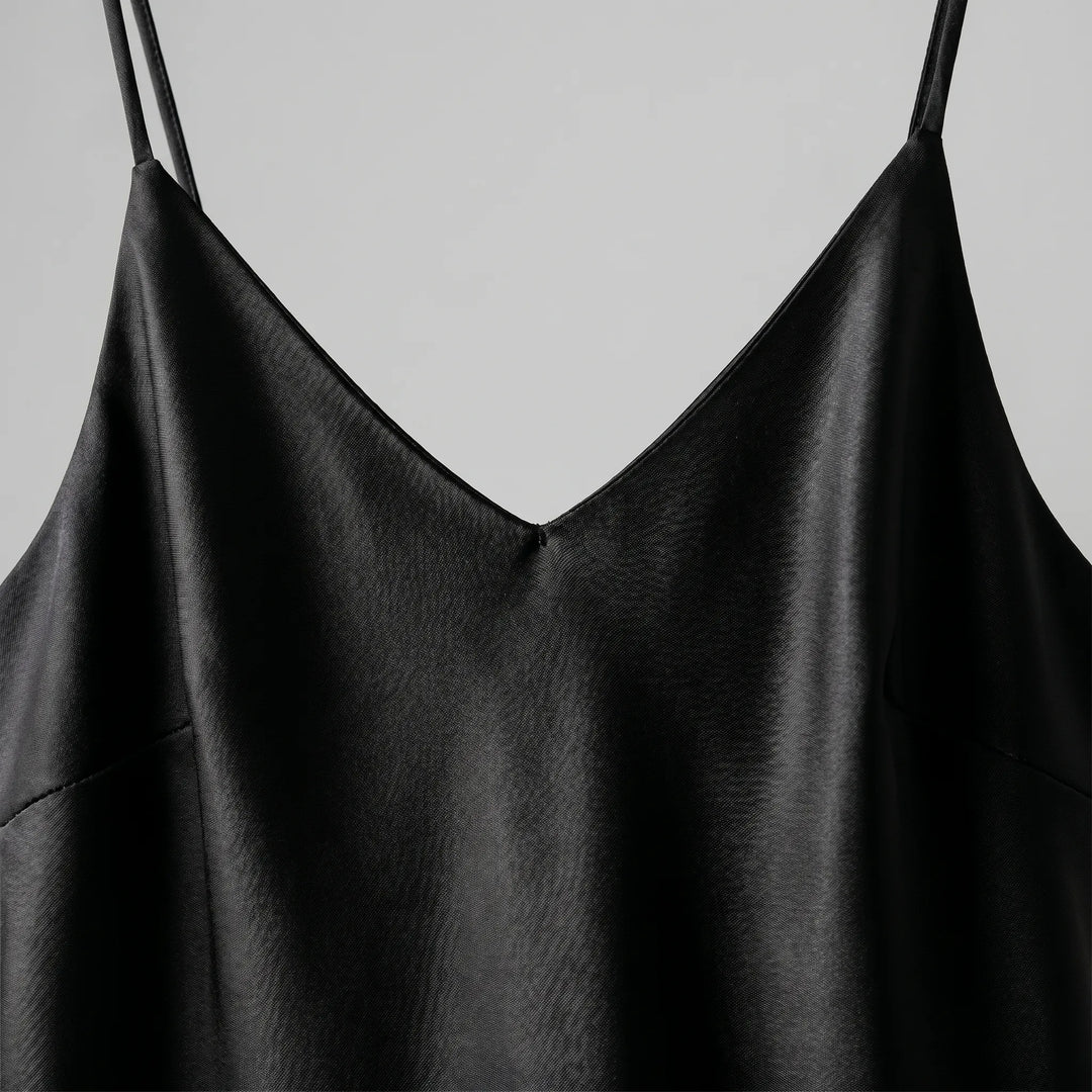 Sleeveless V-neck midi slip dress for women, an elegant and chic choice for parties and special occasions.