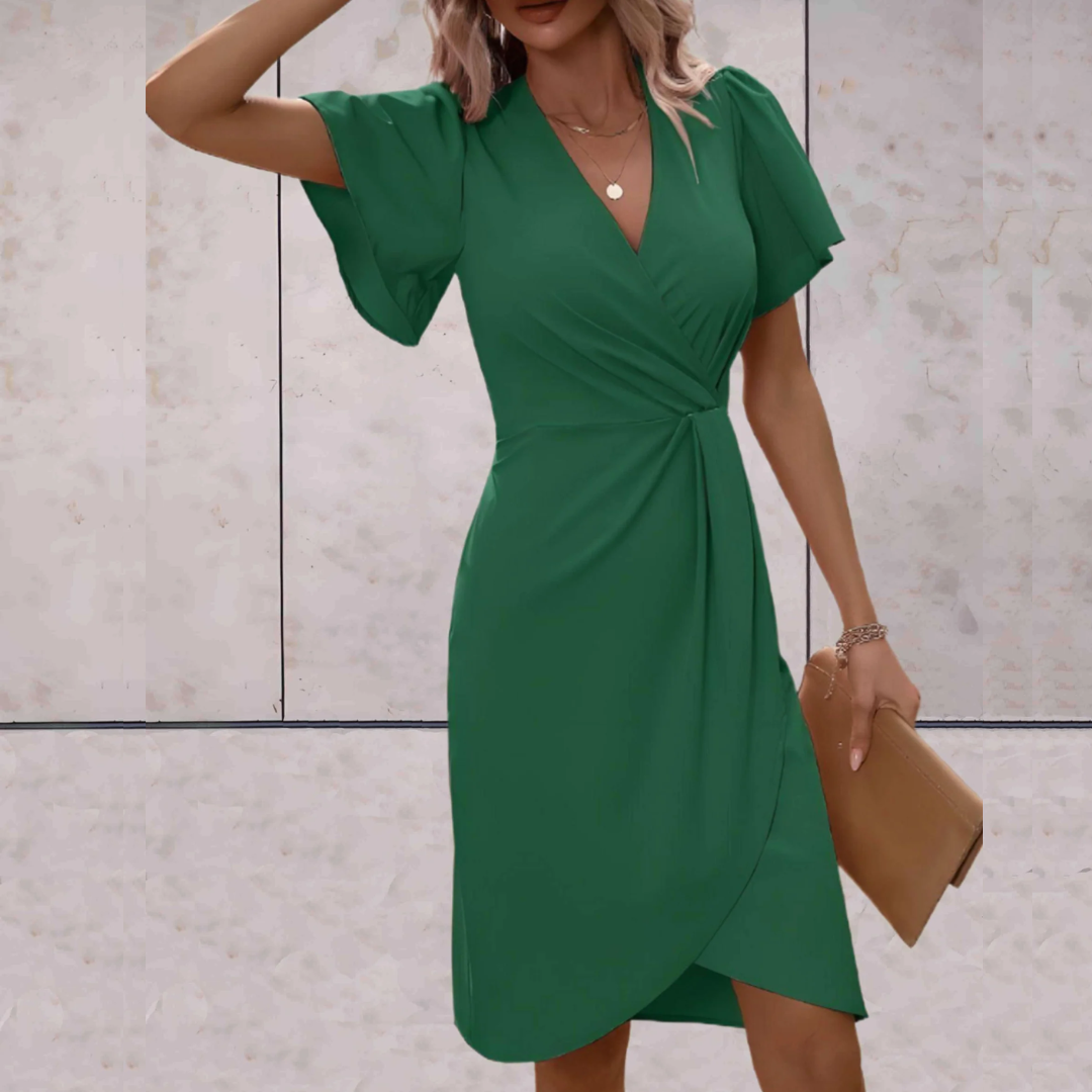 Versatile V-neck wrap dress for women, perfect for parties, casual chic, and comfort.