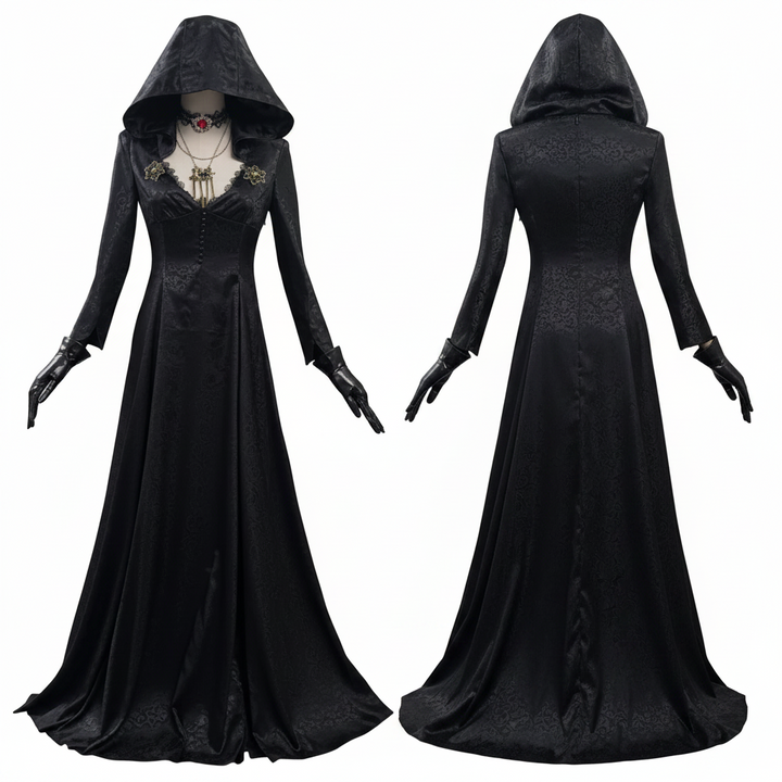 Elegant Women's Vampire Lady Cosplay Costume. Perfect for Evil Village gaming, Halloween, or character-themed events.