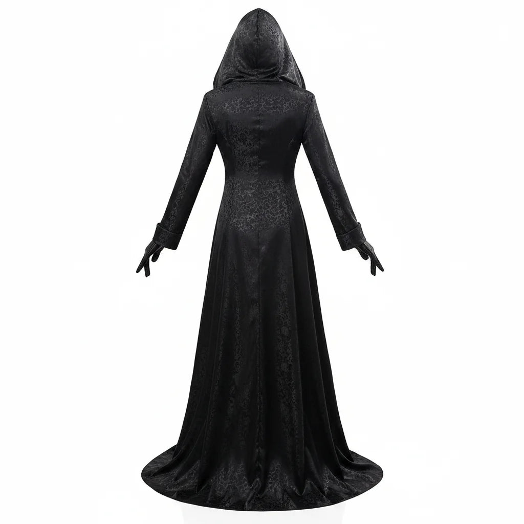 Haunting Women's Vampire Lady Evil Village cosplay costume with intricate details. Ideal for Halloween & horror fans.