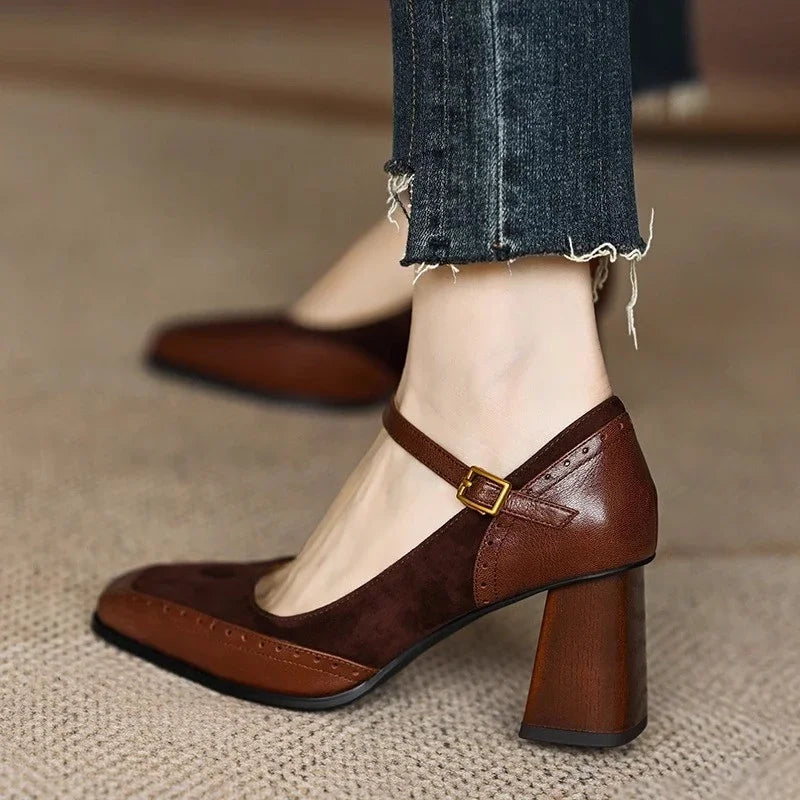 Elegant women's vintage block heels with a comfortable design, perfect for all-day wear and chic styling.