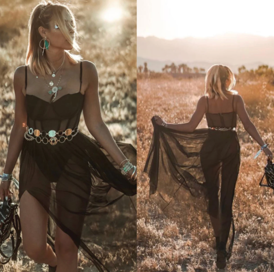 Flattering women's vintage festival dress. Elegant and seductive sleeveless design, perfect for summer party charm.