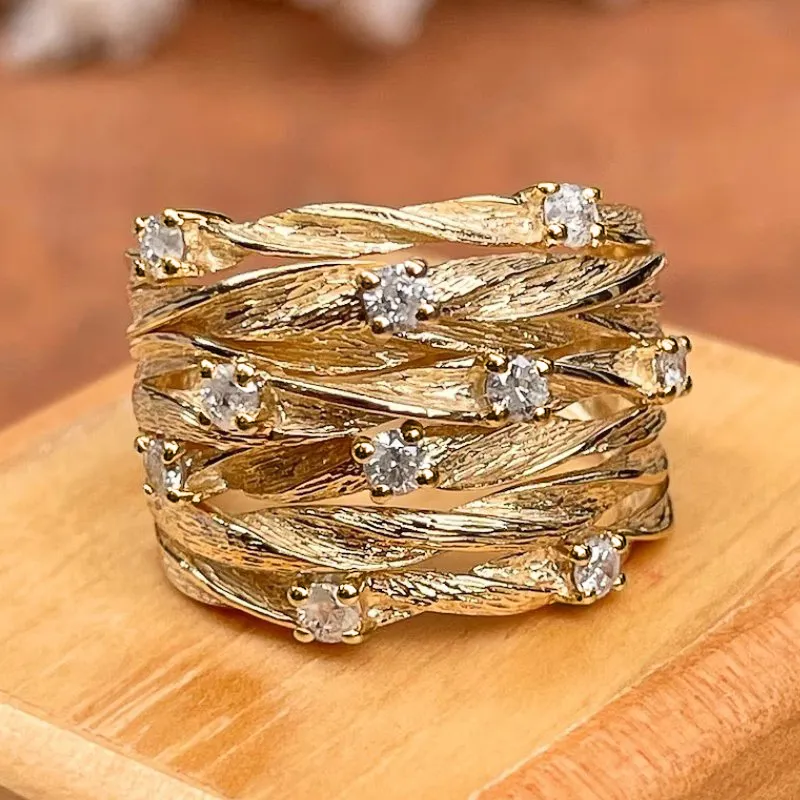 Elegant women's vintage gold ring, Amarisse design. A timeless, minimalist fashion accessory and perfect gift for her.