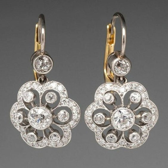 Elegant women's vintage mandala drop earrings with sparkling crystals. Perfect boho chic jewelry gift.