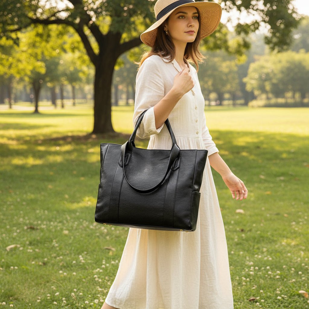 Chic black vintage shoulder bag for women, spacious & elegant, perfect for daily fashion.