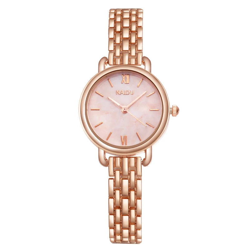 Stylish women's timepiece with a captivating marble dial & premium stainless steel band. Elegant everyday wear.