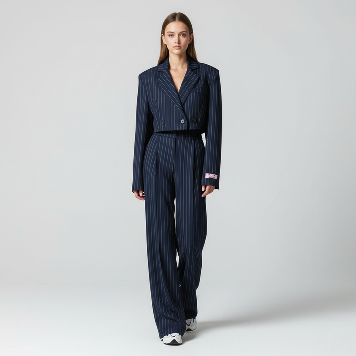 Professional women's two-piece Regina trouser suit in white, ideal for office fashion
