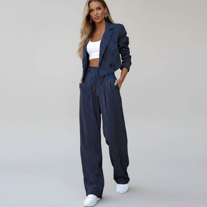 Formal white trouser suit set for women, professional business wear with a tailored fit