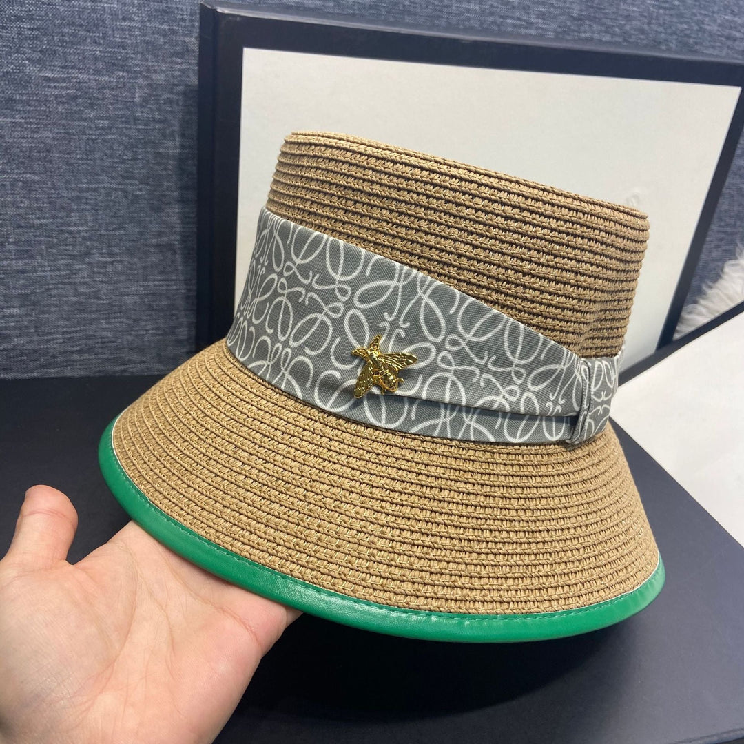 Fashionable wide brim sun hat for women with a delicate bow, offering breathable comfort and sun protection.
