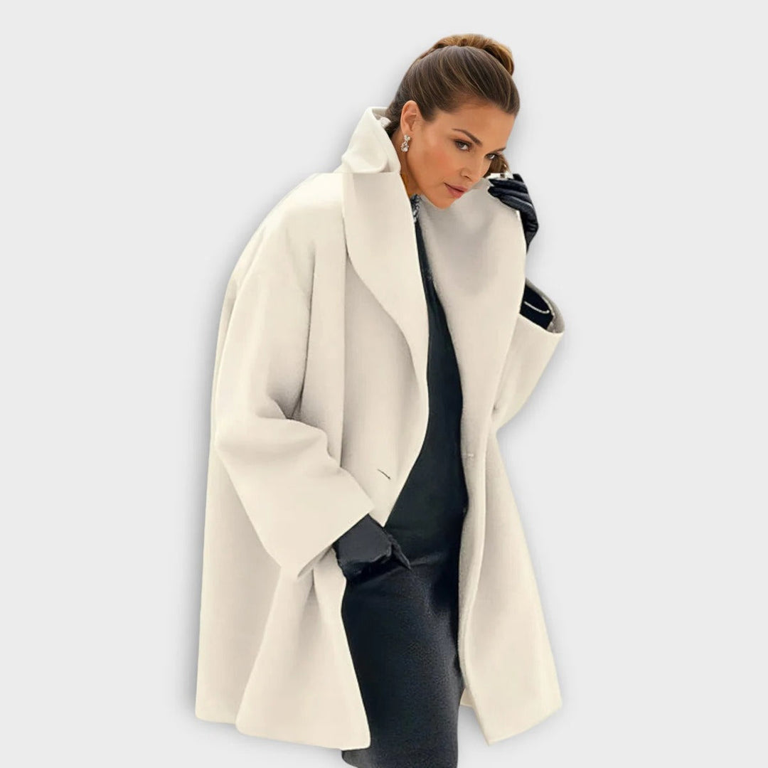 Premium women's elegant windproof wool coat; a luxurious long winter outerwear for classic cold weather style.
