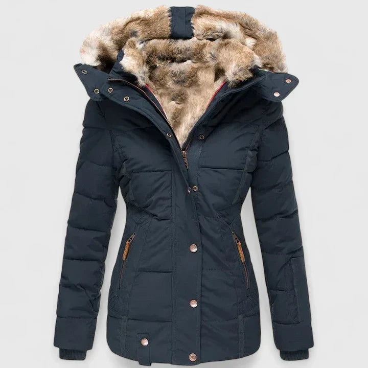 Chic women's elegant winter coat. Stay warm in style, versatile fashion for any cold weather occasion.
