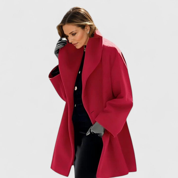 Chic women's elegant coat, ideal for winter fashion & autumn style. Warm ladies outerwear with a minimalist design.