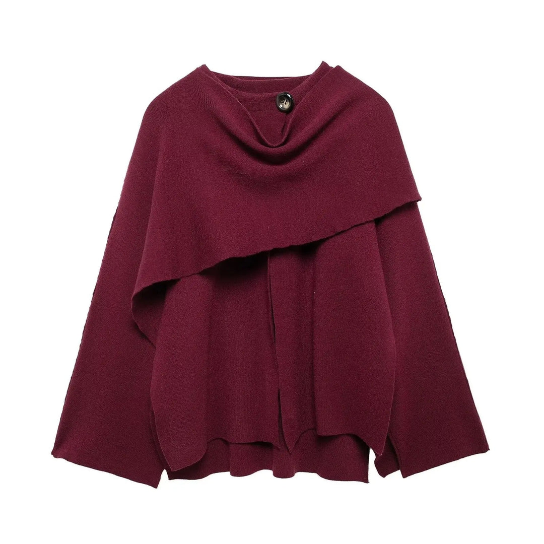 Stylish women's winter wrap poncho, elegant layering shawl.