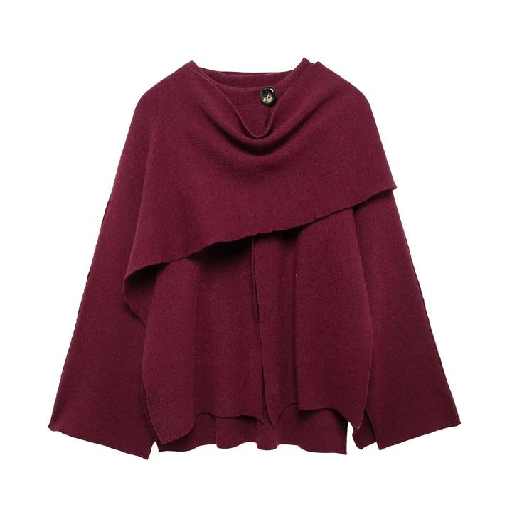 Stylish women's winter wrap poncho, elegant layering shawl.