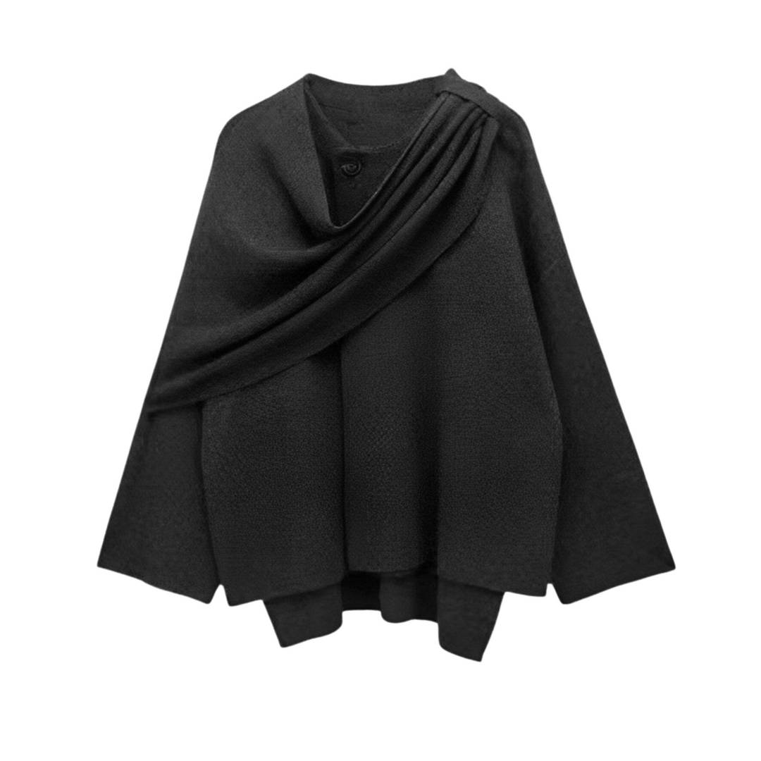 Comfortable women's winter poncho, stylish oversized top.
