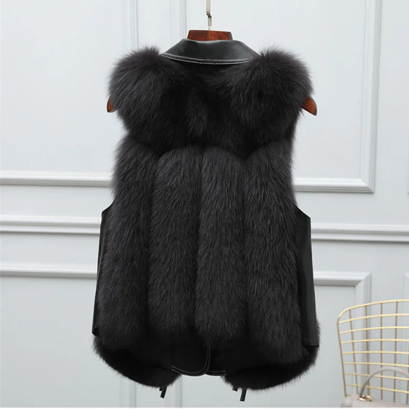 Chic sleeveless women's winter vest with an elegant oversized lapel, perfect stylish outerwear for layering.