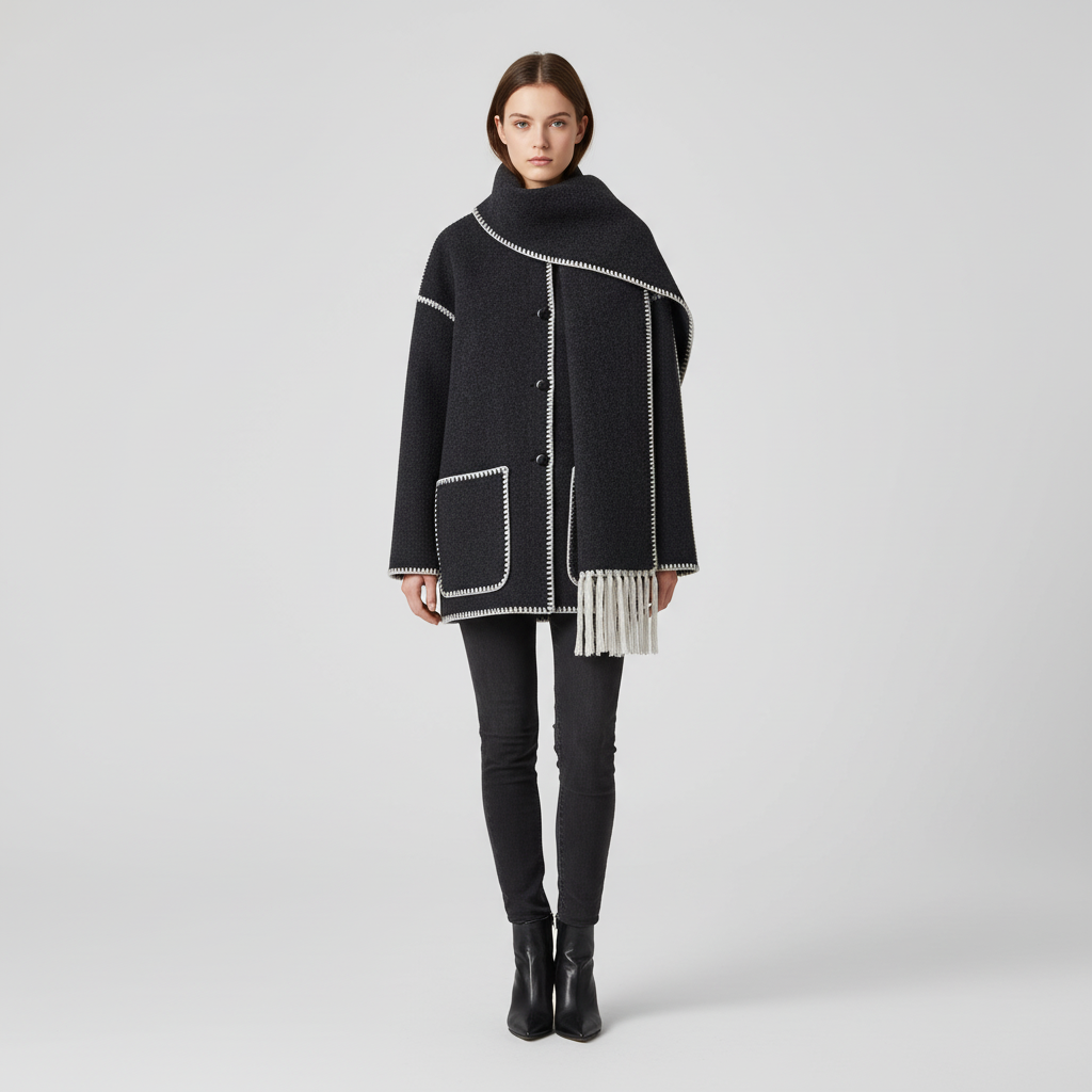 Autumn fashion women's long wool blend coat, a sophisticated and warm outerwear piece