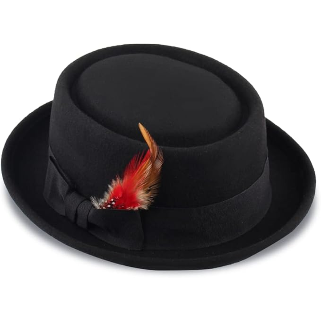 Classic flat top felt fedora hat for women, crafted from wool with a chic bow accessory. Ideal for fall.