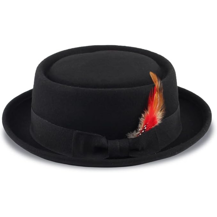 Women's elegant wool felt fedora hat featuring a distinctive flat top and sophisticated bow accent.