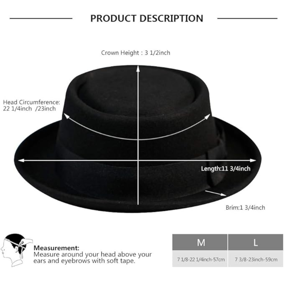 Warm women's wool felt fedora, an elegant fall/winter hat with a delicate bow detail. Classic style.