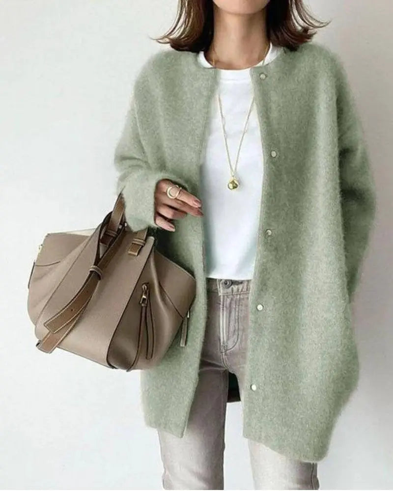 Cozy women's open-front long sleeve cardigan. Perfect for elegant fall & winter layering.