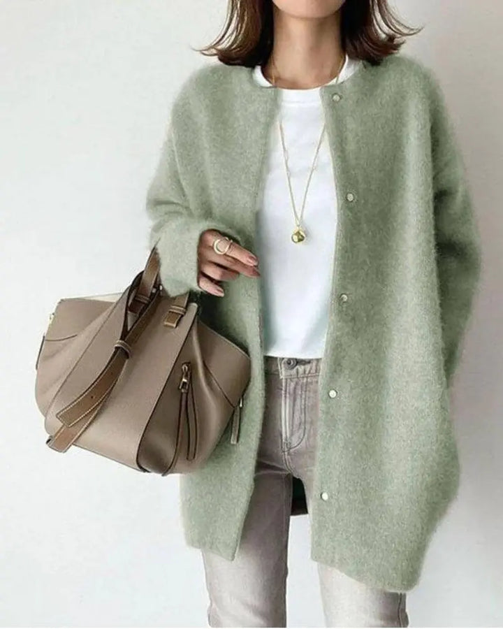 Cozy women's open-front long sleeve cardigan. Perfect for elegant fall & winter layering.