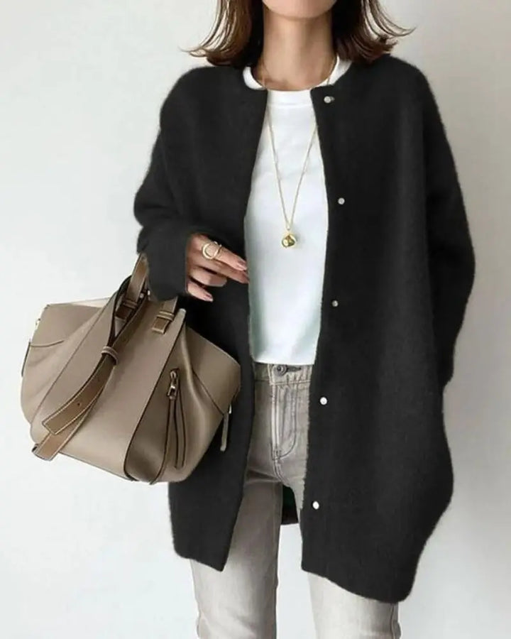Eloise comfortable women's cardigan. Luxurious wool & mohair for elegant, warm layering.