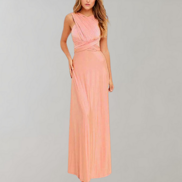 Women's versatile elegant wrap dress, perfect as a party, formal, or casual dress. Long and fashionable.