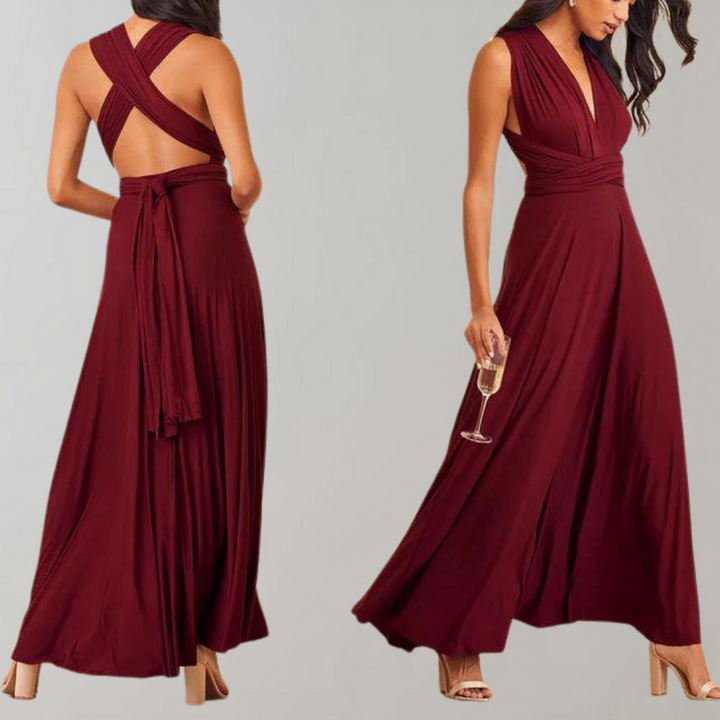 Chic Tia women's elegant wrap dress, offering versatile style. Ideal for casual outings or formal events.