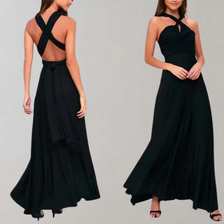 Women's elegant wrap maxi dress, versatile for any occasion. Perfect women's fashion for parties or work.